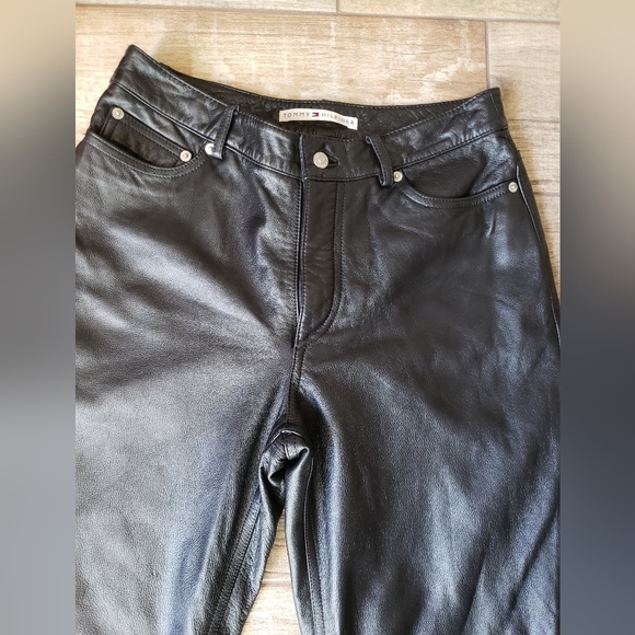 Tommy Hilfiger Women's Black Vintage Leather Pants. Size 8. Real Leather. Vintag - Picture 10 of 11